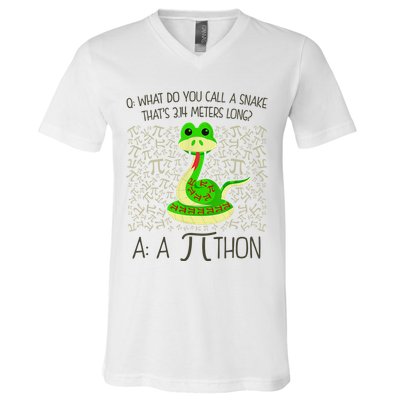 Funny Python Snake Pi Day V-Neck T-Shirt
