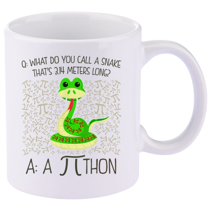 Funny Python Snake Pi Day 11oz C Handle Ceramic Mug