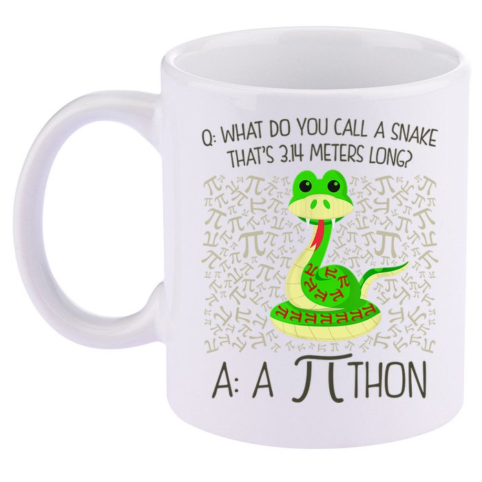 Funny Python Snake Pi Day 11oz C Handle Ceramic Mug