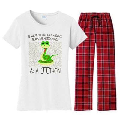 Funny Python Snake Pi Day Women's Flannel Pajama Set