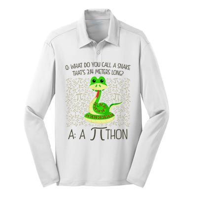 Funny Python Snake Pi Day Silk Touch Performance Long Sleeve Polo