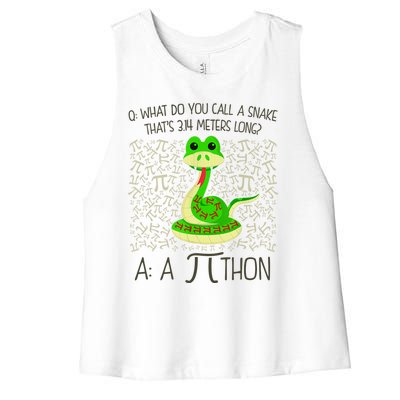 Funny Python Snake Pi Day Women's Racerback Cropped Tank