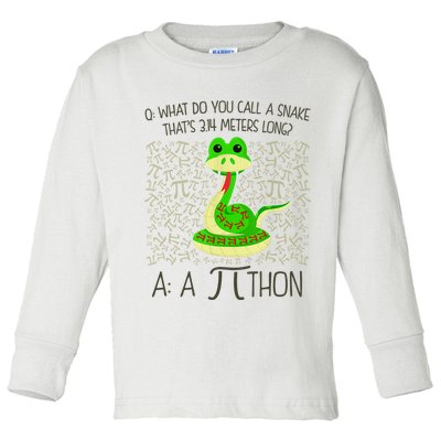 Funny Python Snake Pi Day Toddler Long Sleeve Shirt