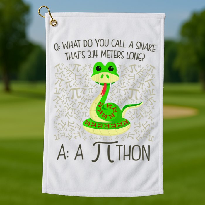 Funny Python Snake Pi Day Golf Towel