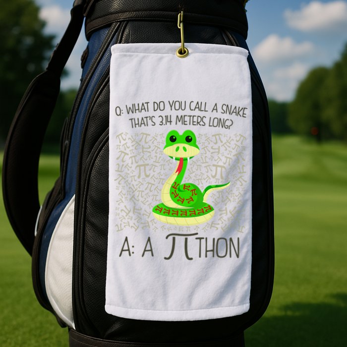 Funny Python Snake Pi Day Golf Towel