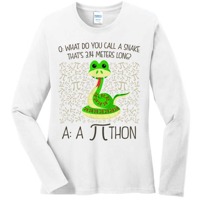 Funny Python Snake Pi Day Ladies Long Sleeve Shirt