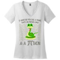 Funny Python Snake Pi Day Women's V-Neck T-Shirt