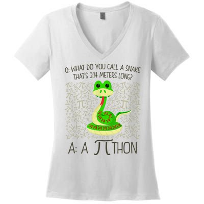 Funny Python Snake Pi Day Women's V-Neck T-Shirt