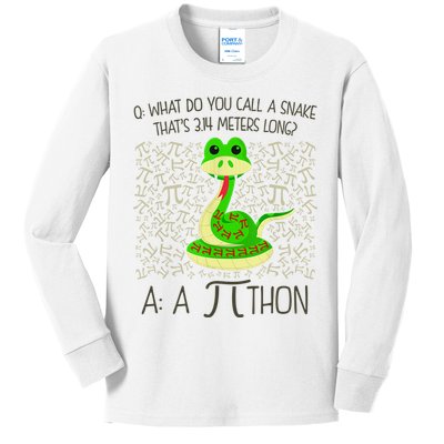 Funny Python Snake Pi Day Kids Long Sleeve Shirt