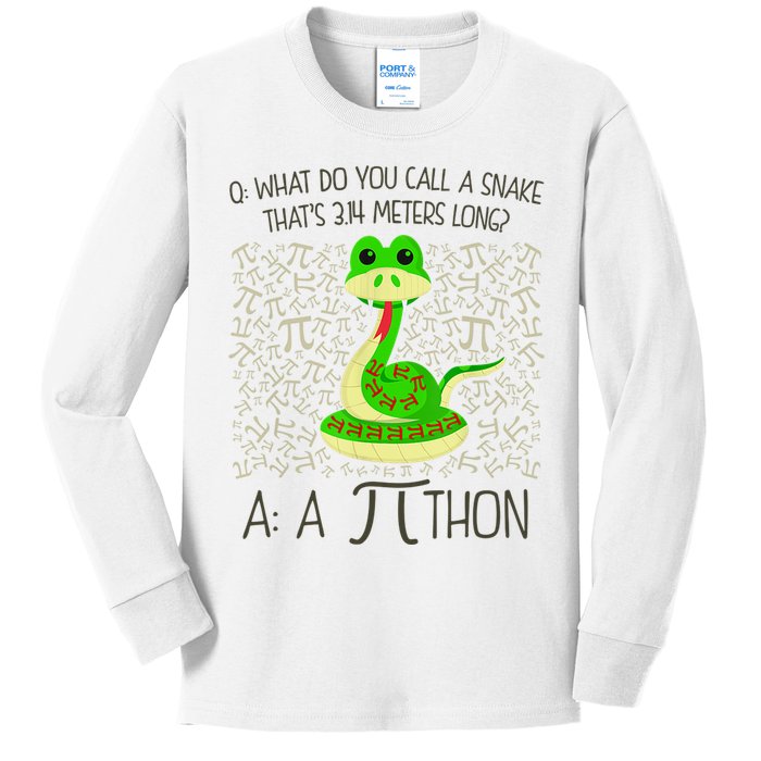 Funny Python Snake Pi Day Kids Long Sleeve Shirt