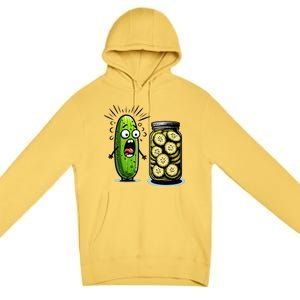 Funny Pickle Surprise A Cucumber And A Jar Of Sliced Pickles Premium Pullover Hoodie