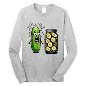 Funny Pickle Surprise A Cucumber And A Jar Of Sliced Pickles Long Sleeve Shirt