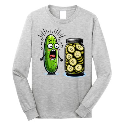 Funny Pickle Surprise A Cucumber And A Jar Of Sliced Pickles Long Sleeve Shirt