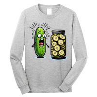 Funny Pickle Surprise A Cucumber And A Jar Of Sliced Pickles Long Sleeve Shirt
