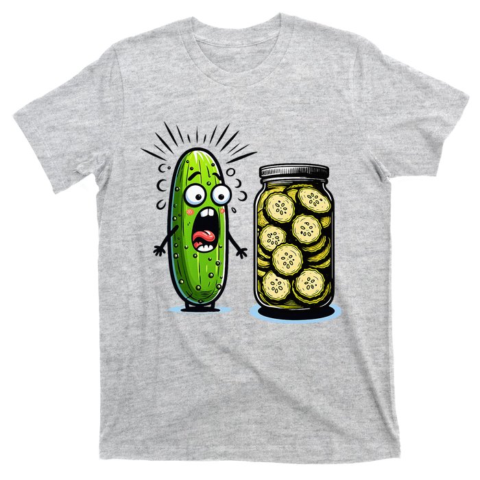 Funny Pickle Surprise A Cucumber And A Jar Of Sliced Pickles T-Shirt