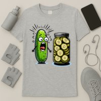 Funny Pickle Surprise A Cucumber And A Jar Of Sliced Pickles T-Shirt