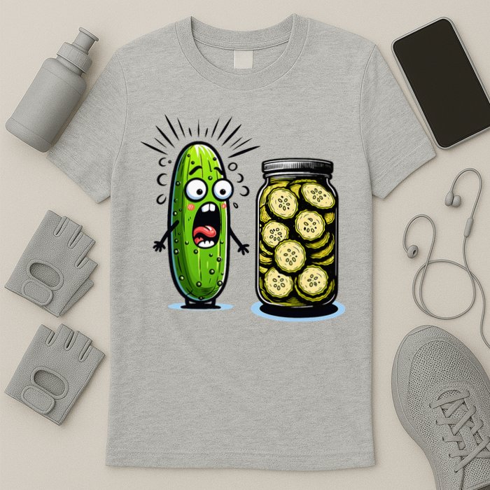 Funny Pickle Surprise A Cucumber And A Jar Of Sliced Pickles T-Shirt