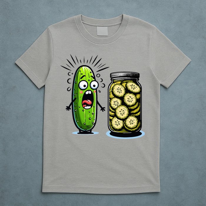 Funny Pickle Surprise A Cucumber And A Jar Of Sliced Pickles T-Shirt