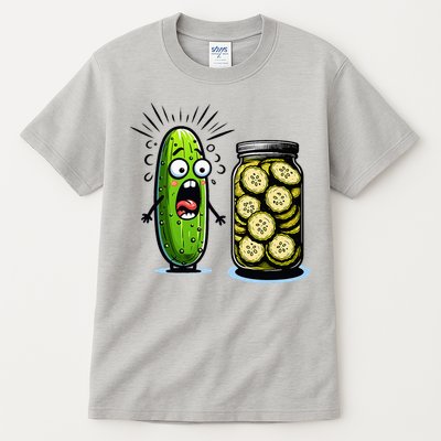 Funny Pickle Surprise A Cucumber And A Jar Of Sliced Pickles Tall T-Shirt