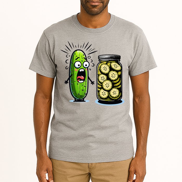 Funny Pickle Surprise A Cucumber And A Jar Of Sliced Pickles Tall T-Shirt
