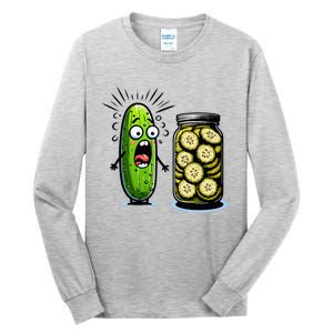 Funny Pickle Surprise A Cucumber And A Jar Of Sliced Pickles Tall Long Sleeve T-Shirt