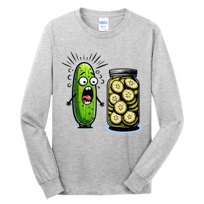 Funny Pickle Surprise A Cucumber And A Jar Of Sliced Pickles Tall Long Sleeve T-Shirt