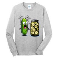 Funny Pickle Surprise A Cucumber And A Jar Of Sliced Pickles Tall Long Sleeve T-Shirt