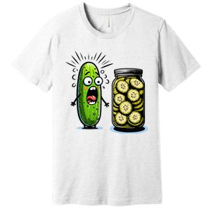 Funny Pickle Surprise A Cucumber And A Jar Of Sliced Pickles Premium T-Shirt