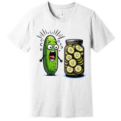 Funny Pickle Surprise A Cucumber And A Jar Of Sliced Pickles Premium T-Shirt