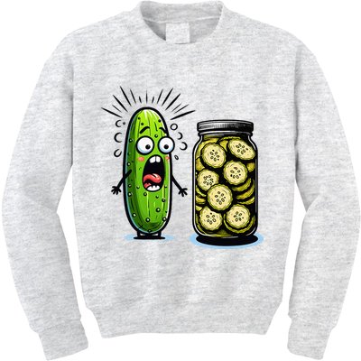 Funny Pickle Surprise A Cucumber And A Jar Of Sliced Pickles Kids Sweatshirt