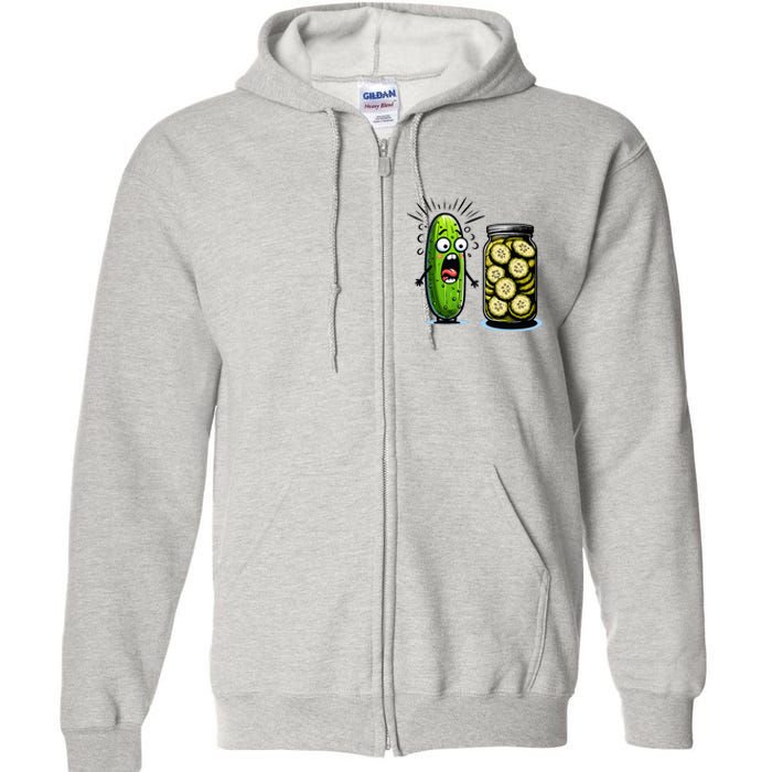 Funny Pickle Surprise A Cucumber And A Jar Of Sliced Pickles Full Zip Hoodie