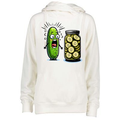 Funny Pickle Surprise A Cucumber And A Jar Of Sliced Pickles Womens Funnel Neck Pullover Hood