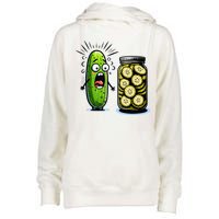 Funny Pickle Surprise A Cucumber And A Jar Of Sliced Pickles Womens Funnel Neck Pullover Hood
