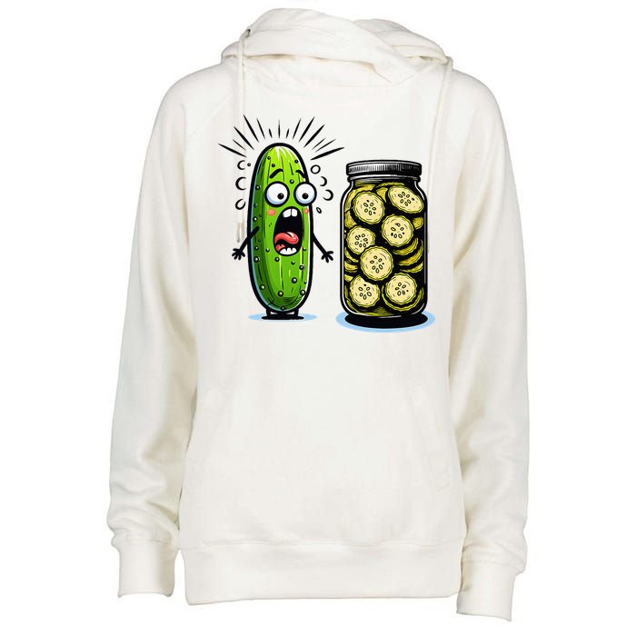 Funny Pickle Surprise A Cucumber And A Jar Of Sliced Pickles Womens Funnel Neck Pullover Hood
