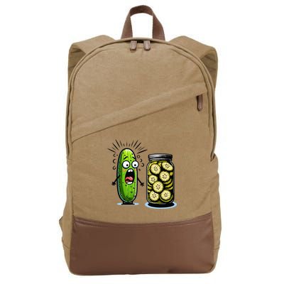 Funny Pickle Surprise A Cucumber And A Jar Of Sliced Pickles Cotton Canvas Backpack