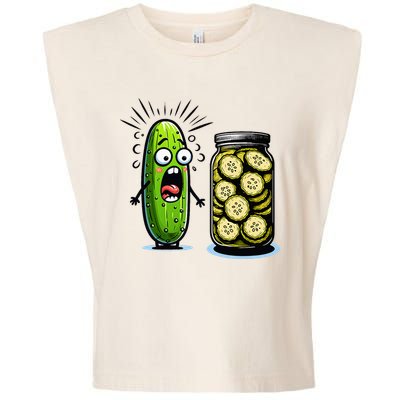 Funny Pickle Surprise A Cucumber And A Jar Of Sliced Pickles Garment-Dyed Women's Muscle Tee