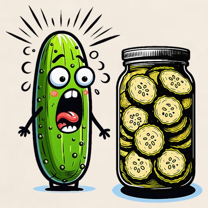 Funny Pickle Surprise A Cucumber And A Jar Of Sliced Pickles Garment-Dyed Women's Muscle Tee