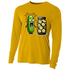 Funny Pickle Surprise A Cucumber And A Jar Of Sliced Pickles Cooling Performance Long Sleeve Crew