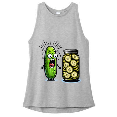 Funny Pickle Surprise A Cucumber And A Jar Of Sliced Pickles Ladies PosiCharge Tri-Blend Wicking Tank