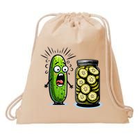 Funny Pickle Surprise A Cucumber And A Jar Of Sliced Pickles Drawstring Bag