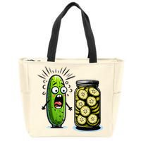 Funny Pickle Surprise A Cucumber And A Jar Of Sliced Pickles Zip Tote Bag