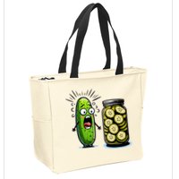 Funny Pickle Surprise A Cucumber And A Jar Of Sliced Pickles Zip Tote Bag