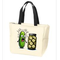 Funny Pickle Surprise A Cucumber And A Jar Of Sliced Pickles Zip Tote Bag