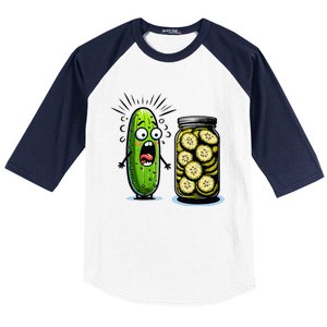 Funny Pickle Surprise A Cucumber And A Jar Of Sliced Pickles Baseball Sleeve Shirt