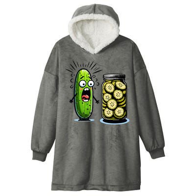 Funny Pickle Surprise A Cucumber And A Jar Of Sliced Pickles Hooded Wearable Blanket