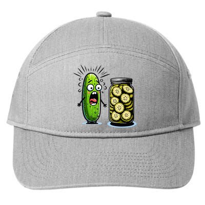 Funny Pickle Surprise A Cucumber And A Jar Of Sliced Pickles 7-Panel Snapback Hat