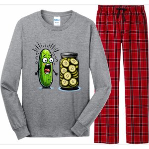 Funny Pickle Surprise A Cucumber And A Jar Of Sliced Pickles Long Sleeve Pajama Set