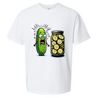 Funny Pickle Surprise A Cucumber And A Jar Of Sliced Pickles Sueded Cloud Jersey T-Shirt
