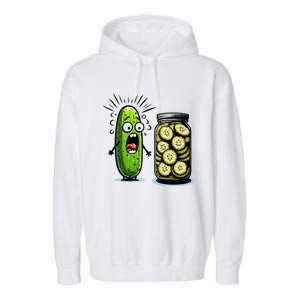 Funny Pickle Surprise A Cucumber And A Jar Of Sliced Pickles Garment-Dyed Fleece Hoodie