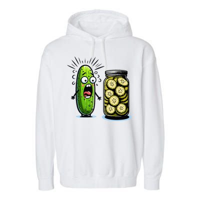 Funny Pickle Surprise A Cucumber And A Jar Of Sliced Pickles Garment-Dyed Fleece Hoodie